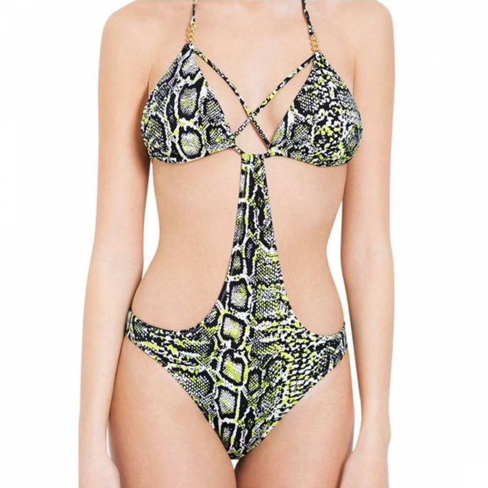 L'agent By Agent Provocateur Mercades Swimsuit Snake Print Size L